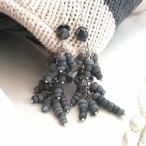 Artisan I Denim Recycled Glass Dangle Earrings